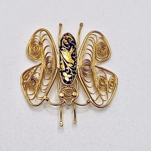 Vintage Unmarked Spain Butterfly Pin Bird Wings